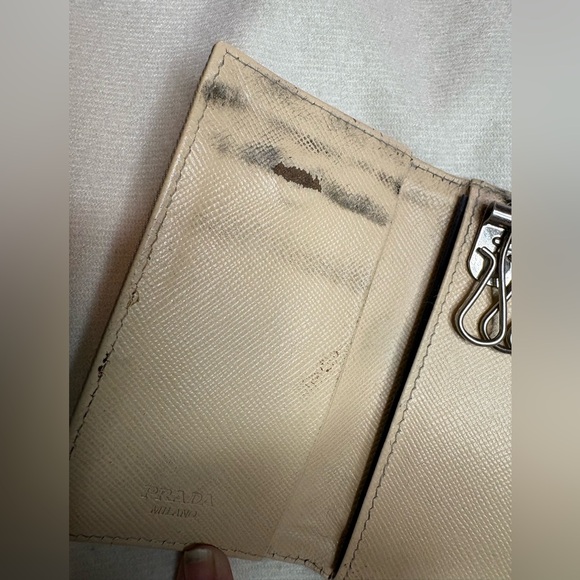 Prada Black Quilted Coin Purse and Cream Leather Key Holder Duo. Callouts - Picture 12 of 15